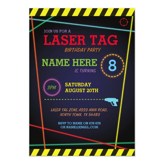 Laser Tag Birthday Party Invitation Quest