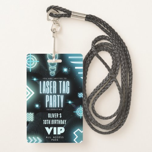 Laser tag birthday party invitation VIP Badge