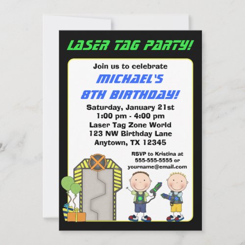 Laser Tag Birthday Party Invitations