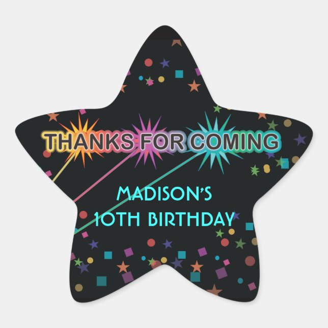 Laser Tag Blast Star Thank You Favor Sticker