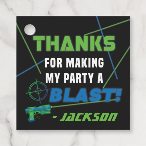 Laser Tag Blue  Green Birthday Thank You Favor