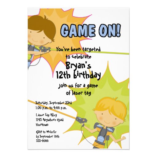 Boys Laser Tag Invitations 6