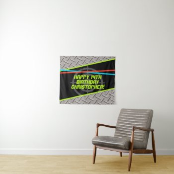 Laser Tag Boys Birthday Party Personalized Banner  Tapestry by CustomInvites at Zazzle