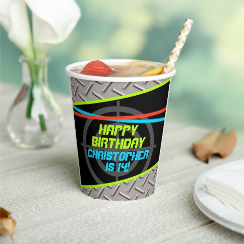 Laser Tag Boys Birthday Party Personalized Decor Paper Cups