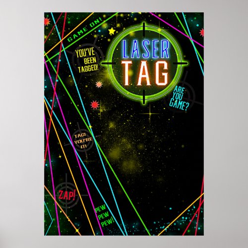 Laser Tag Color Light Beams Birthday Party Sign