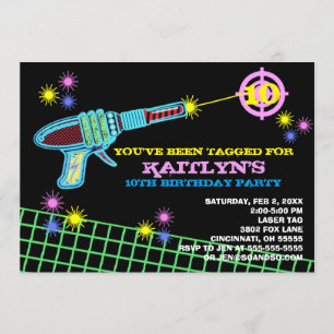 Laser Tag Custom Birthday Party Invitation Girl
