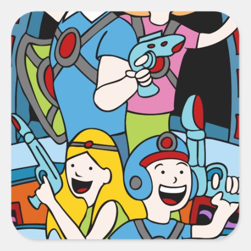 Laser Tag Family Party Cartoon People