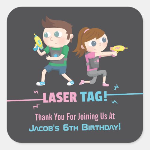 Laser Tag Game Kids Thank You Stickers