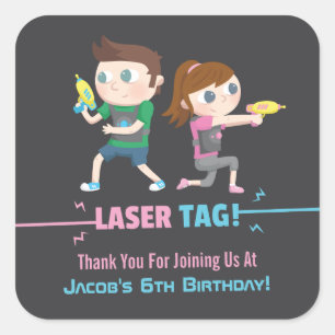 Laser Tag Game Kids Thank You Stickers