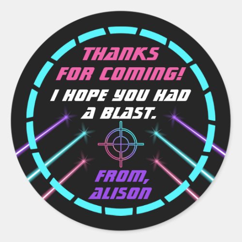 Laser Tag Girls Neon Birthday Party Favor Stickers
