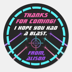 Laser Tag Girls Neon Birthday Party Favor Stickers
