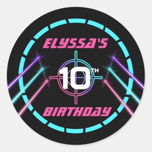 Laser Tag Girls Neon Birthday Party Stickers