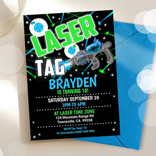 Laser Tag Invitation Blue Laser Tag Party Invite