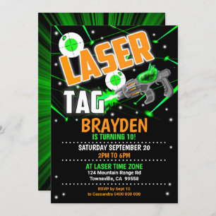 Laser Tag Invitation Green Laser Tag Party Invite