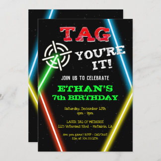 Laser Tag Invitations, Laser Tag Birthday Invitation