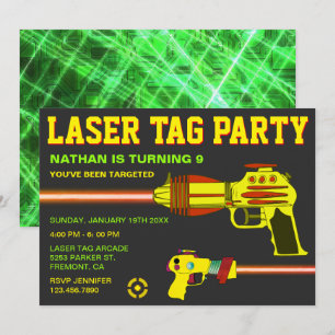 Laser Tag Kids Birthday Party Invitation
