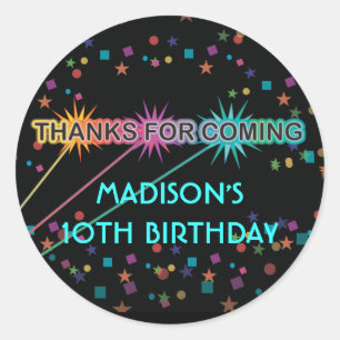 Laser Tag Letters Round Thank You Favor Sticker