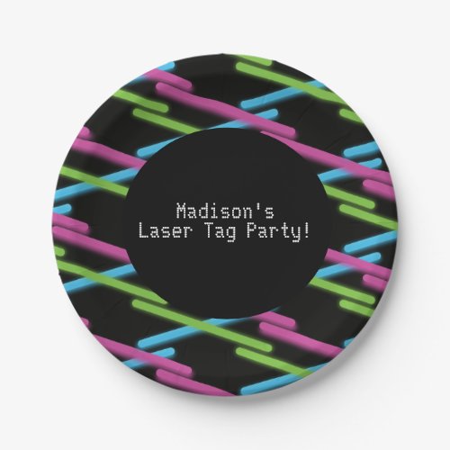 Laser Tag Neon Beams Glow Party Fun Girls Birthday Paper Plates