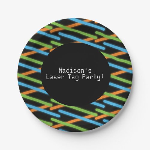Laser Tag Neon Beams Glow Party Fun Paper Plates