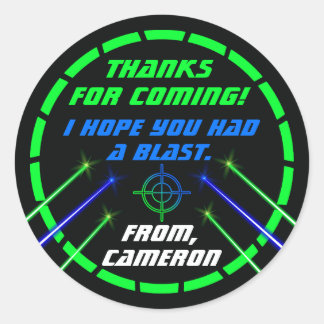 Laser Tag Neon Birthday Party Thank you Stickers