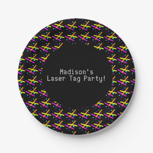 Laser Tag Neon Confetti Beams Glow Party Fun Paper Plates