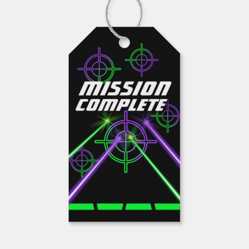 Laser Tag Neon Green and Purple Beams Favor Tags
