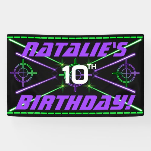Laser Tag Neon Green  Purple Beams Birthday Party Banner