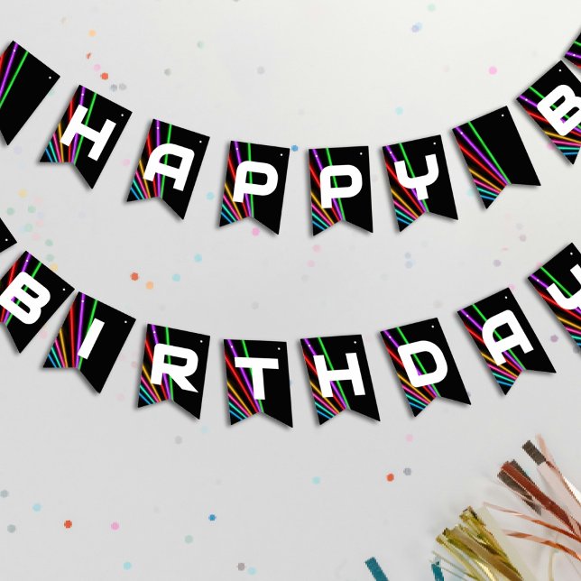 Laser Tag Neon Light Birthday Party Bunting Flags (Laser Tag Neon Light Birthday Party Bunting Flags
)