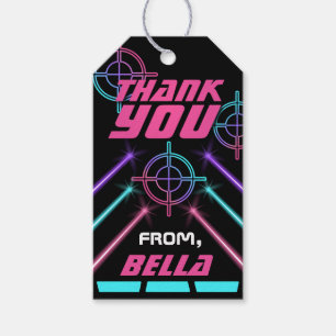 Laser Tag Neon Pink, Purple, Teal Beams Favor Tags