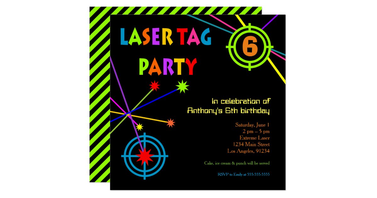 Laser Tag Party Birthday Invitation
