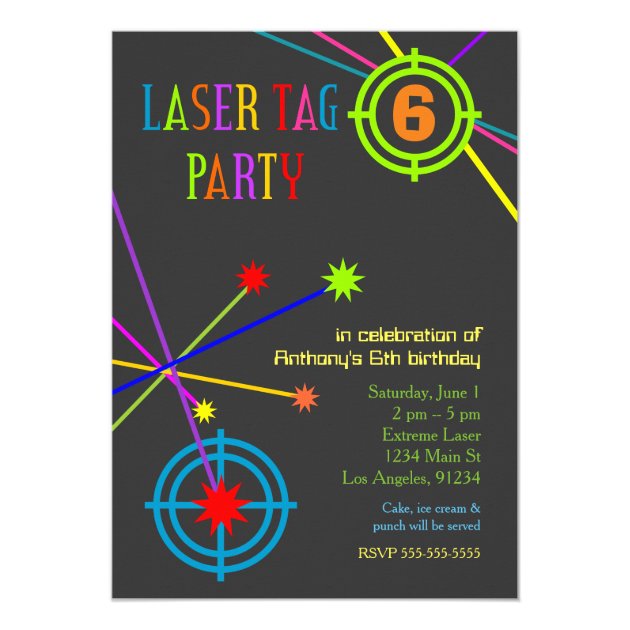 Laser Tag Party Birthday Invitation