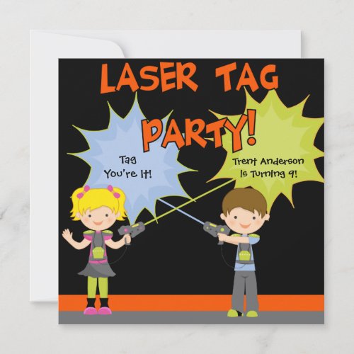 Laser Tag Party Birthday Invitations