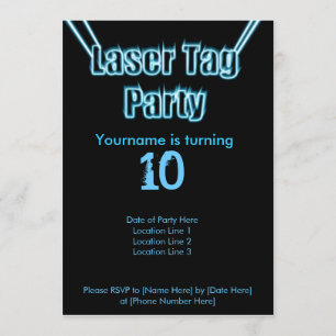 Laser Tag Party Blue Invitation