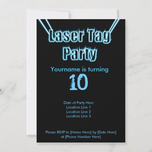 Laser Tag Party Blue Invitation