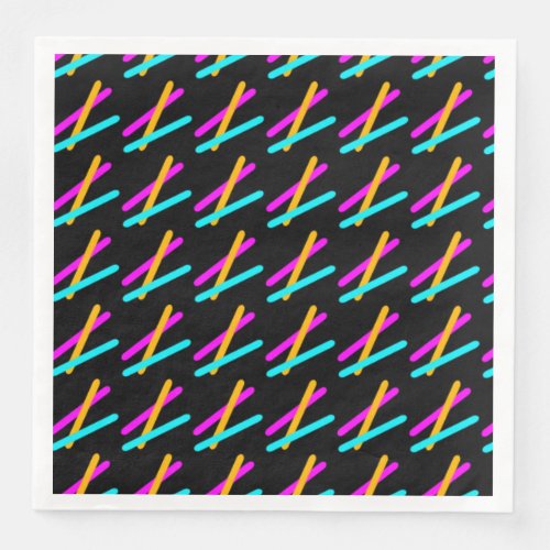 Laser Tag Party Neon Teal Purple Orange Paper Dinner Napkins