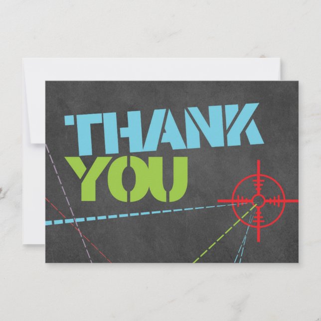 Laser Tag Party Thank You Card (Front)