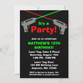 Laser Tag Red Green Birthday Party Invitations (Front)