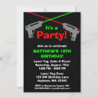 Laser Tag Red Green Birthday Party Invitations