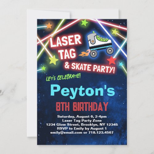 Laser Tag Roller Skate Birthday Party Invitation
