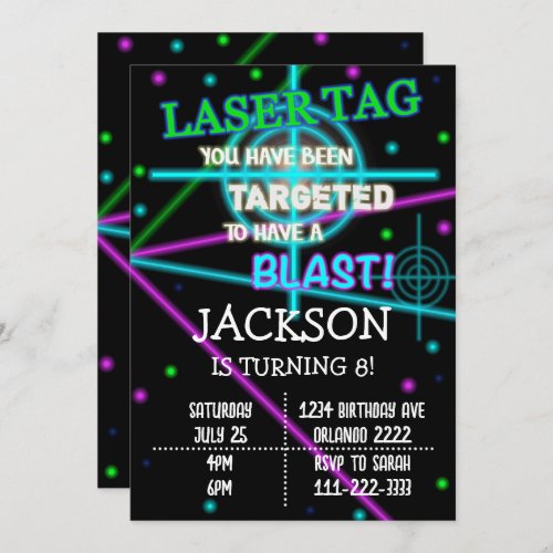 Laser Tag Targeted Birthday Invitation
