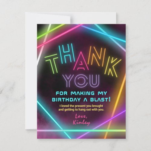 Laser Tag Thank You Card  Girl Laser Tag Party