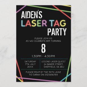 Laser Tag themed birthday party invitation