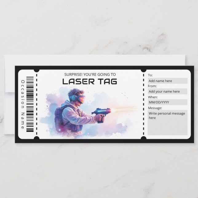 Laser Tag Ticket  Invitation (Front)