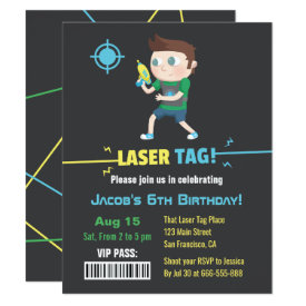 Laser Tag VIP Pass Boys Birthday Party Invitations