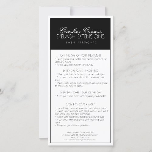 Lash Aftercare Black  White Simple Modern Design Thank You Card