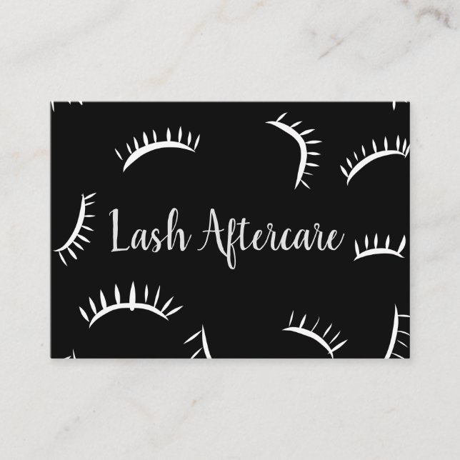 Lash Aftercare Card Black and white (Front)