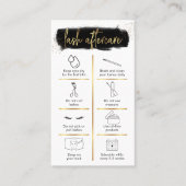 Lash Aftercare Guide Black & Gold Glitter Salon Business Card (Front)