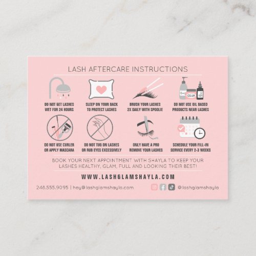 Lash Aftercare Instructions Extensions Care Cards