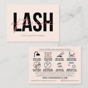 Lash Aftercare Instructions - Eyelash Extensions  Business Card