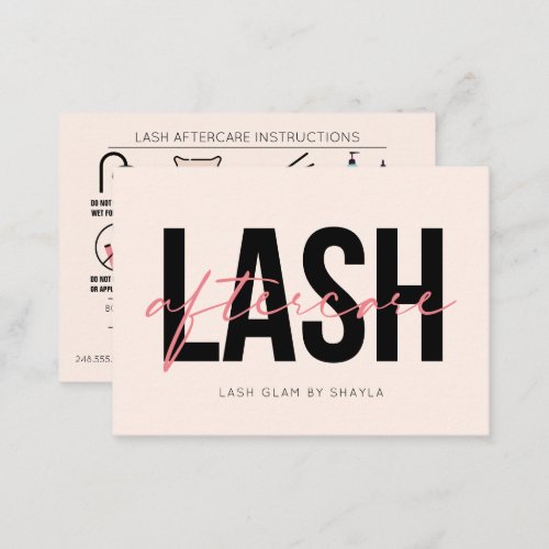 Lash Aftercare Instructions _ Eyelash Extensions  Business Card